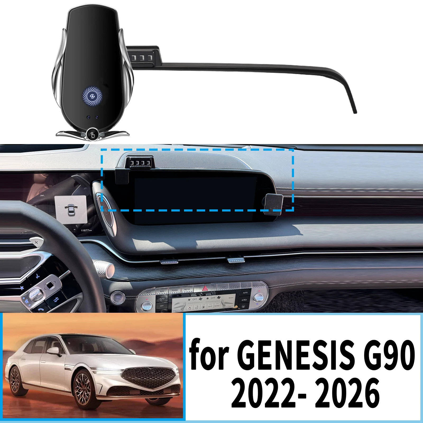

for GENESIS G90 2022 2023 2024 2025 2026 Navigation Bracke Screen Base Phone Holder Mount Car ​​accessoires