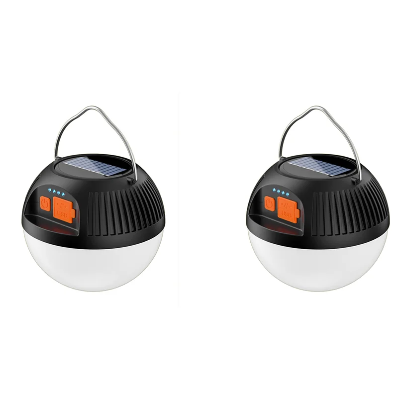 

ABVH-2X Solar Camping Lamp USB Rechargeable LED Tent Light 3 Modes Portable Lanterns Emergency Strong Light B