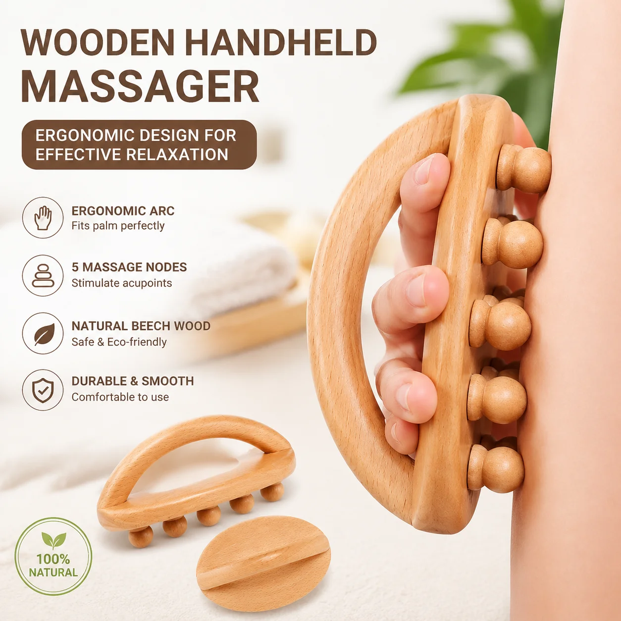 

Beauty Brushing Meridians Brushing Whole Body Massage Solid Wood Finger Pressure Massager Abdominal Massage Device