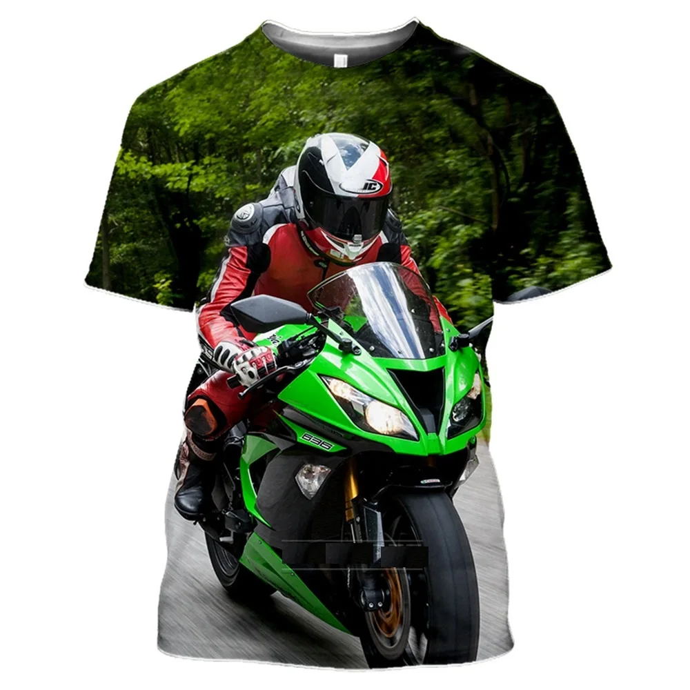 Mens T-shirt Summer 3D Print Motorcycle Motocross Tshirt Women Tops Tees Fashion Short Sleeve Sports Car T-shirts Homme