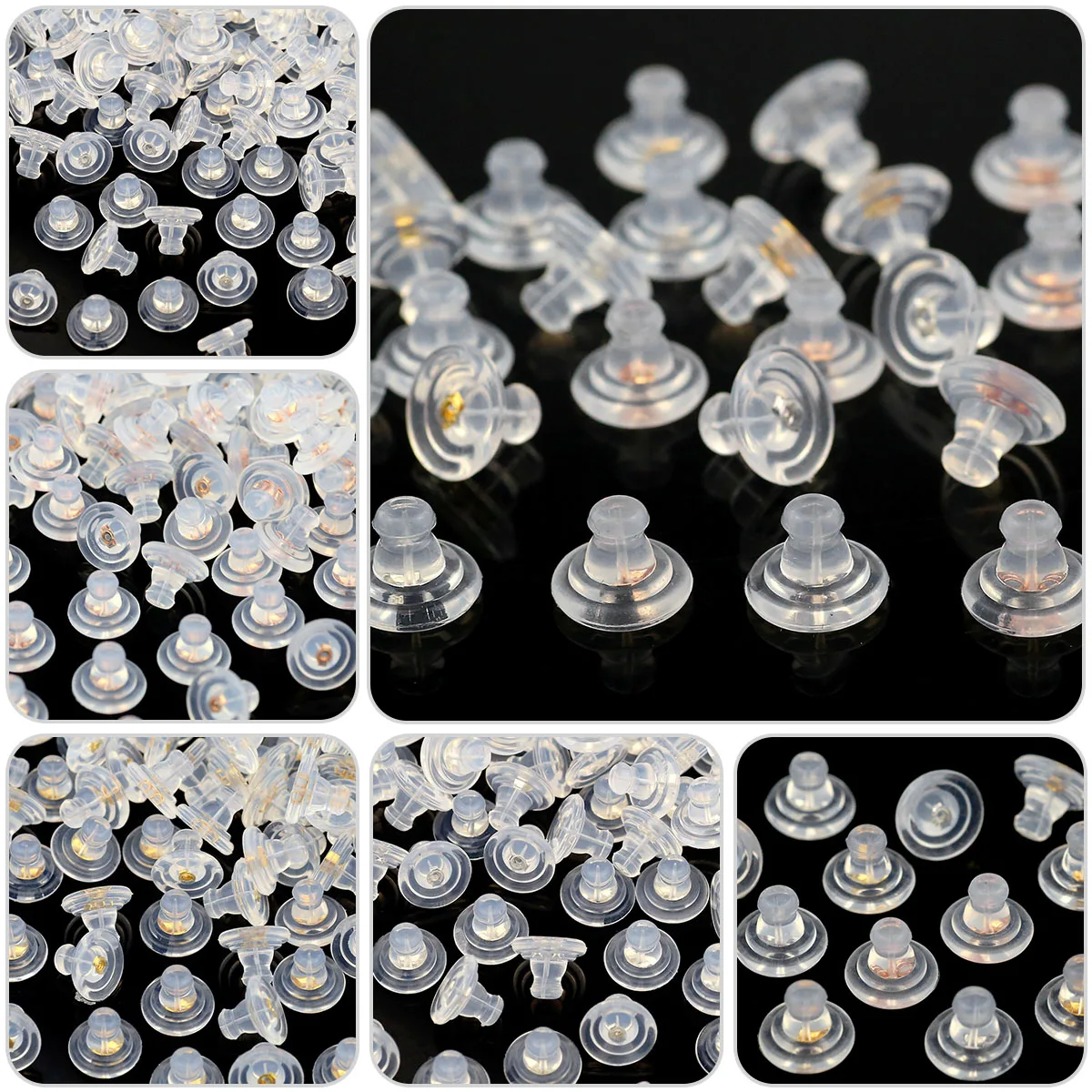9×7mm transparente Silikon-Ohrstöpsel Kupfer lose Ohrringkappen Ohrstecker für Schmuckherstellung Ohrring DIY Handwerk Zubehör