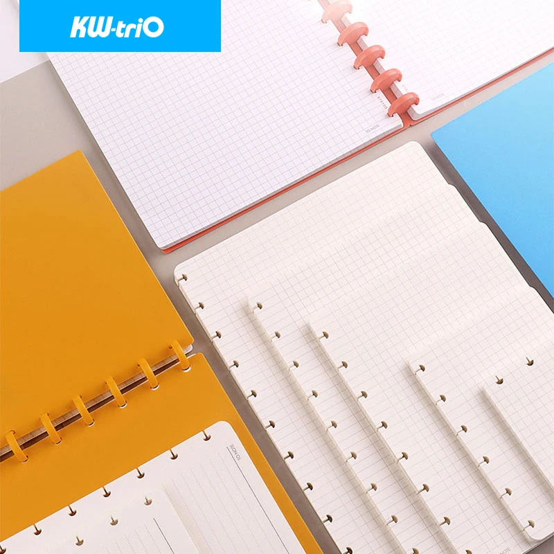 KW-triO A4/A5/B5 Loose-leaf Notebook Cover Mushroom Hole Discs Ring Binding Binder Shell 360 Degree Foldable Stationery Supplies