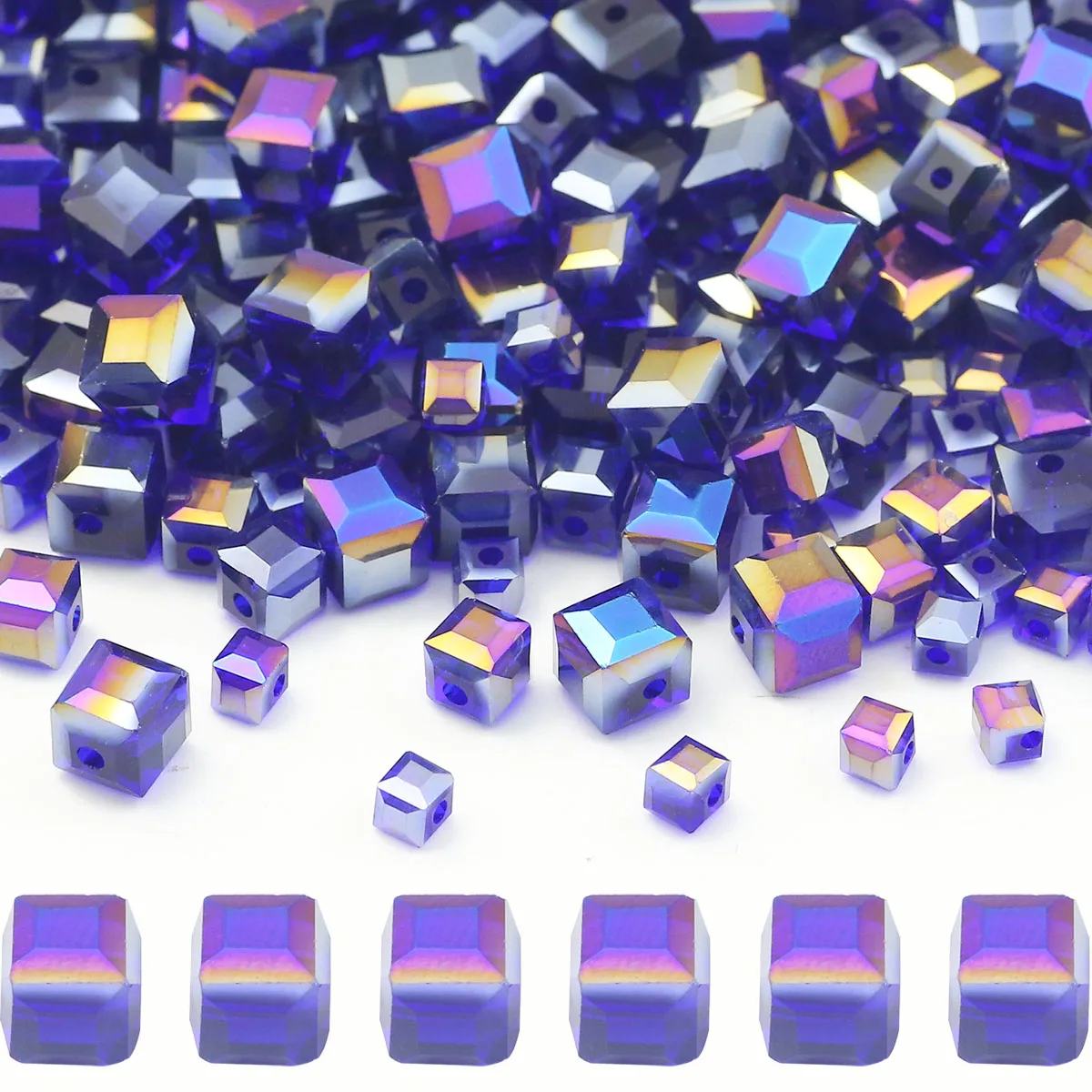 2-7MM Navy blue AB Color Square Austrian Crystal Loose Beads Spacers For DIY Jewelry Making Bracelets Necklaces Accessories