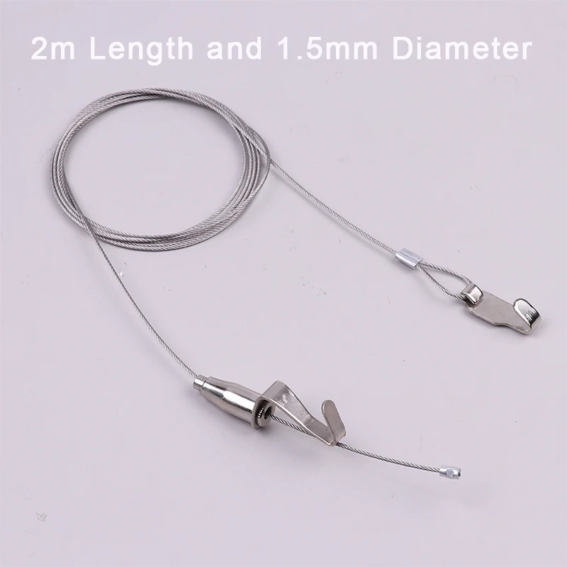 Adjustable Picture Hanging Wire, Picture Hanger Wire Kit 2m Heavy Duty Stainless Steel Wire Rope with Loop and Hook, Hold 20kg