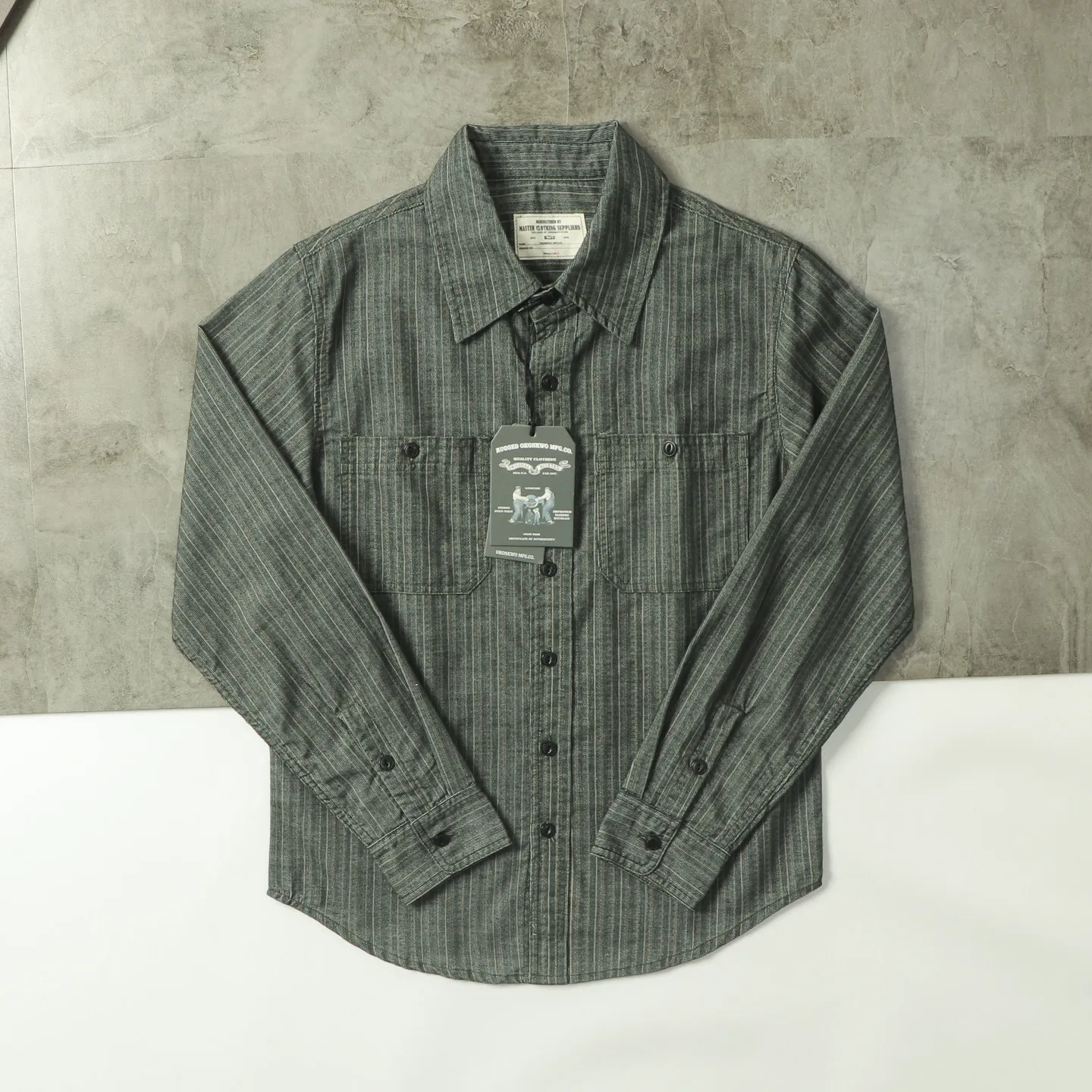 American Retro Modern Workwear Style Shirts for Men Amekaji Autumn Ribbed Pattern Striped Corduroy Loose Fit Long-sleeve Shirt
