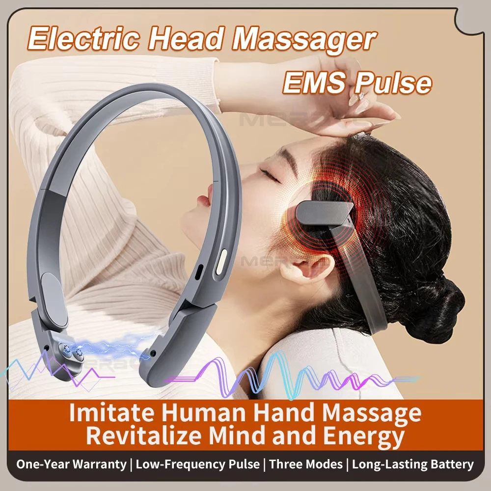 EMS Electric Head Massager Headache Relief Brain Stimulator Therapy Machine Migraine Insomnia Release Masseur Relieve Headaches