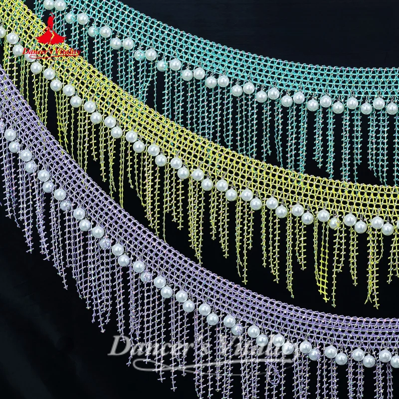 Belly Dance Fringe Hip Scarf for Adults and Children Exquisite Pearl Tassel Waist Chain Practice Accessories Dancer's Vitality