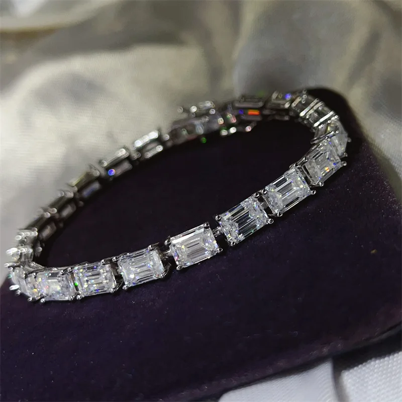

2025 Trendy Real Moissanite Diamond Bangle Bracelet 925 Sterling Silver Wedding Bracelets for Women Bridal Promise Party Jewelry
