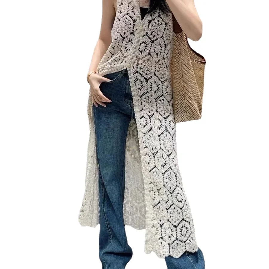 Hollow out long cardigans women autumn long shirts cardigan top thin