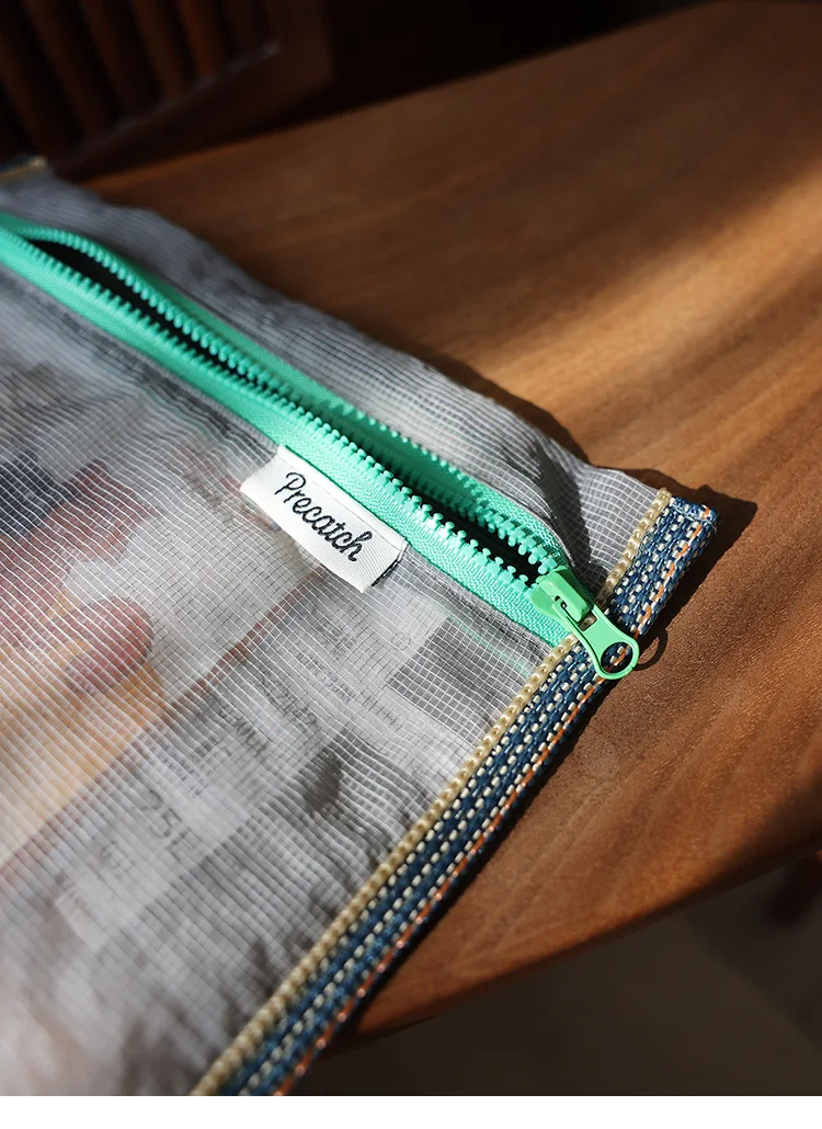 Translucent Mesh Nylon Storage Bag ID Bag Travel Ticket Data Line Pen Storage Portable Thin Foldable Cosmetic Bag Pencil Case