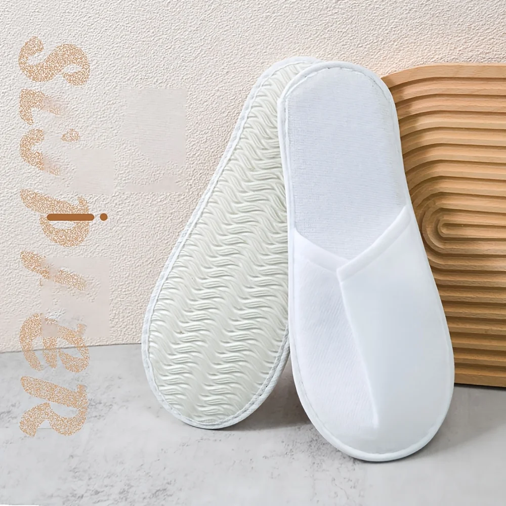 5 paires/12 paires/25 paires/48 paires de pantoufles d'hôtel jetables non tissées, adaptées aux hôtels, spas, salons de beauté et autres lieux, unisexe