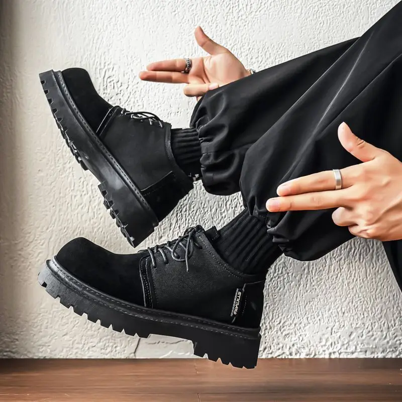 أحذية جلدية ريترو كبيرة الرأس موضة ديربي أحذية مصمم اليد القيام منصة قديمة أحذية رياضية رجالية فاخرة رجل عمال الأحذية #6