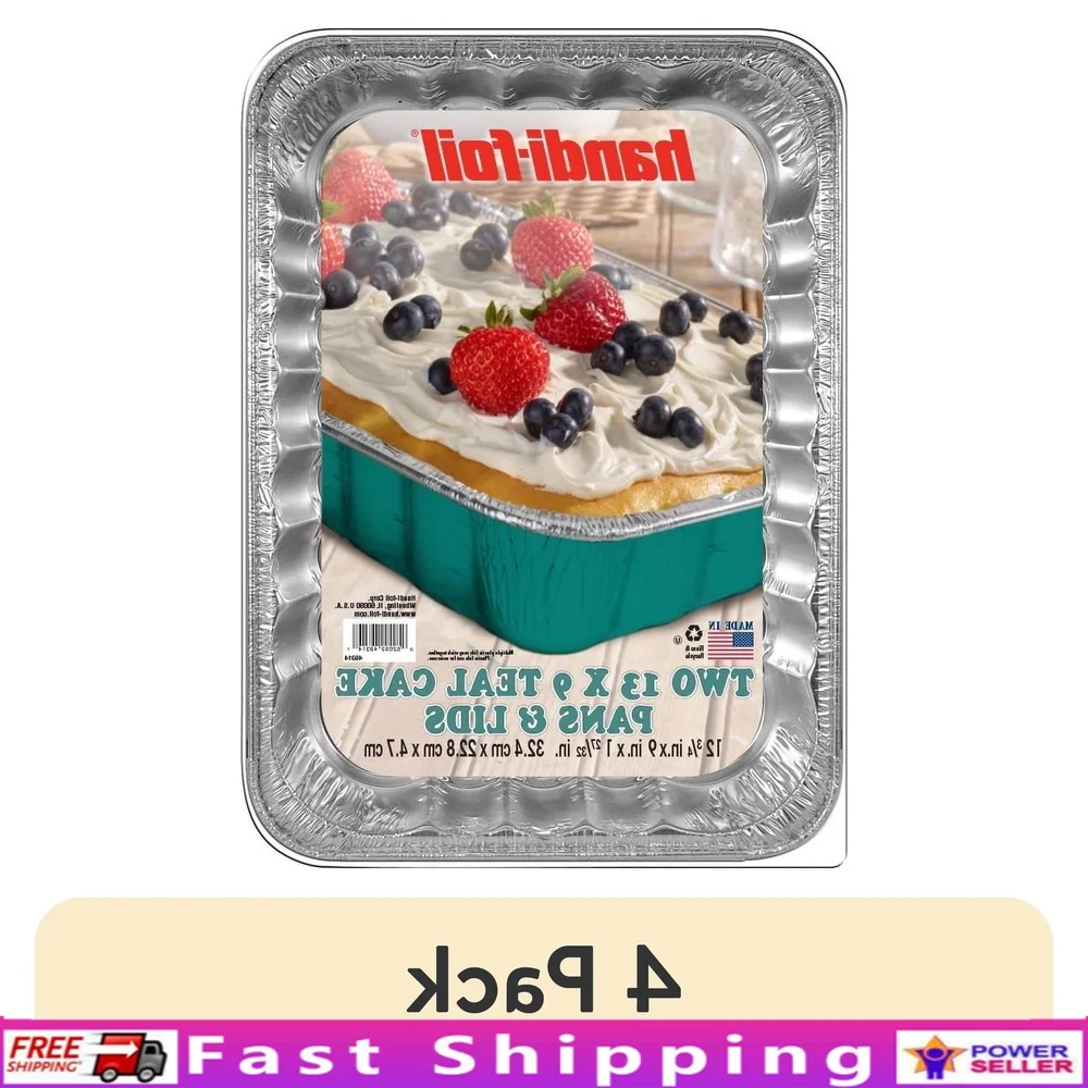 

4 Pack Disposable Aluminum Baking Pans with Lids Ideal Casseroles Cakes Brownies Quiche Easy Handling Oven Safe