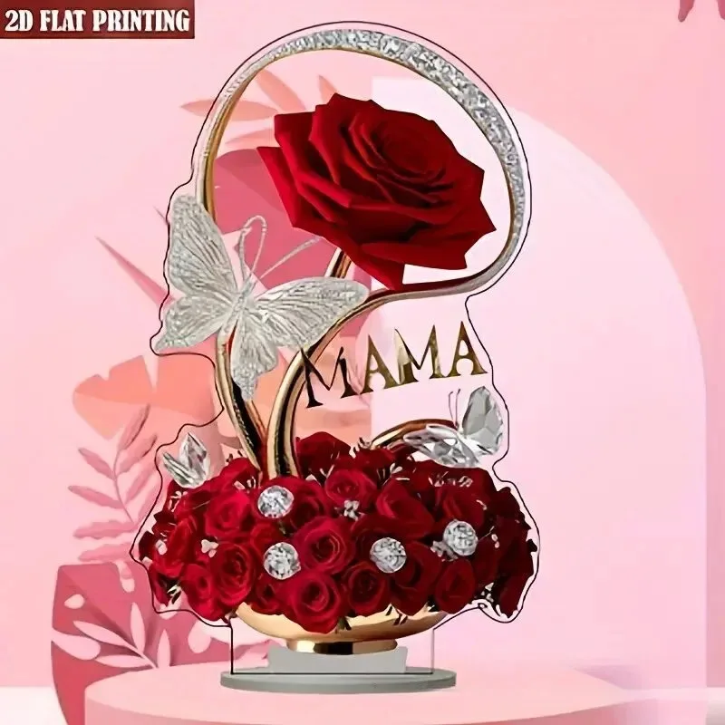 Exquisite Two-dimensional Flat Acrylic Rose Pendant Jewelry Gift Suitable for Mother's Day Birthday Anniversary Valentine's Day