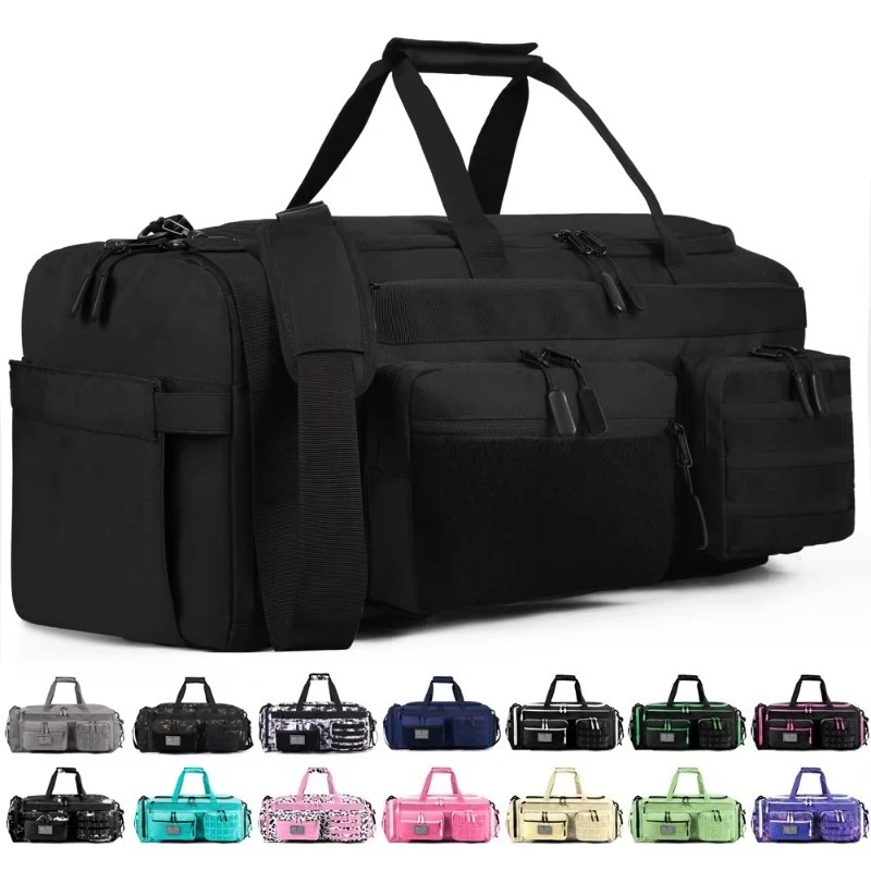 Outdoor Waterproof Weekend Sports Workout 50L Duffel Bag Travel Backpack Black Gym Duffel Bag