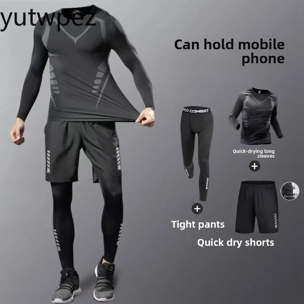 Sommer-Laufanzug Outdoor-Kompressionsanzug 3-teiliges Set Workout-Tights Herren Sportanzug Fitness-Sportbekleidung Trainings-Jogginganzug