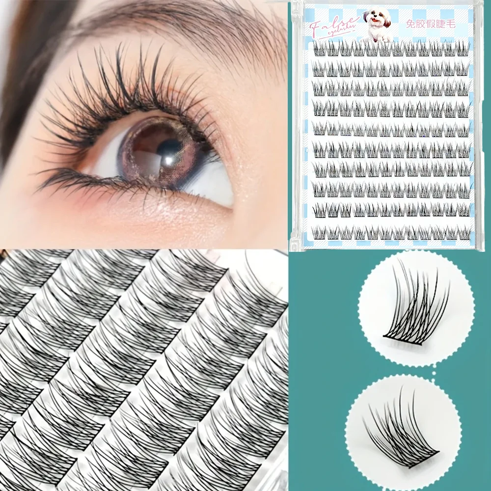 Müheloses Glam, einfach anzubringendes 120-Cluster-selbstklebendes falsches Wimpern-Set – C-Curling, 12 mm Fischschwanz-Design, natürlicher Kreuzstil – Detail 3