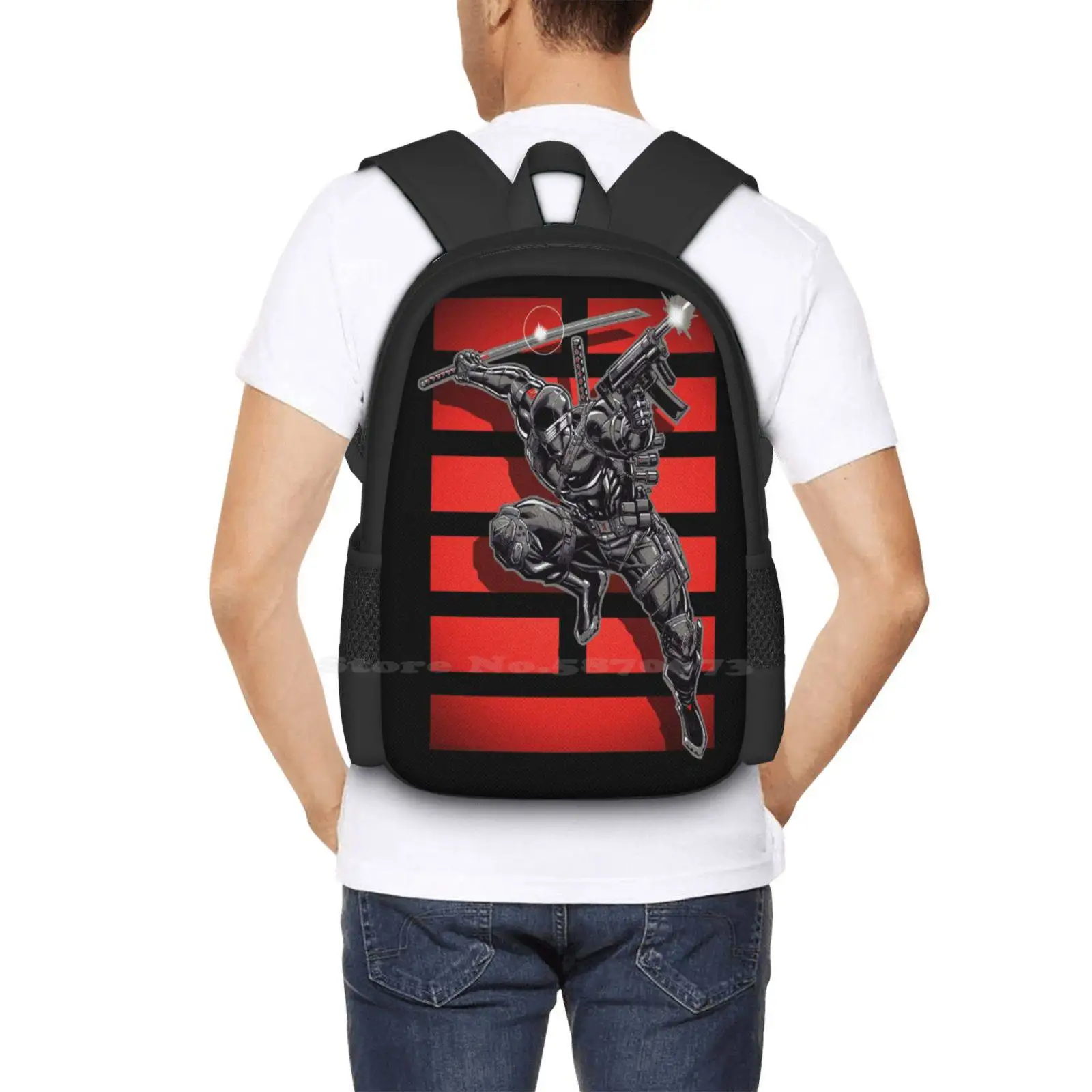 Saco escolar Black Ops para laptop, mochila de grande capacidade, Snake Eyes, GI Joe, militares, desenhos animados, armas, espadas, 80s