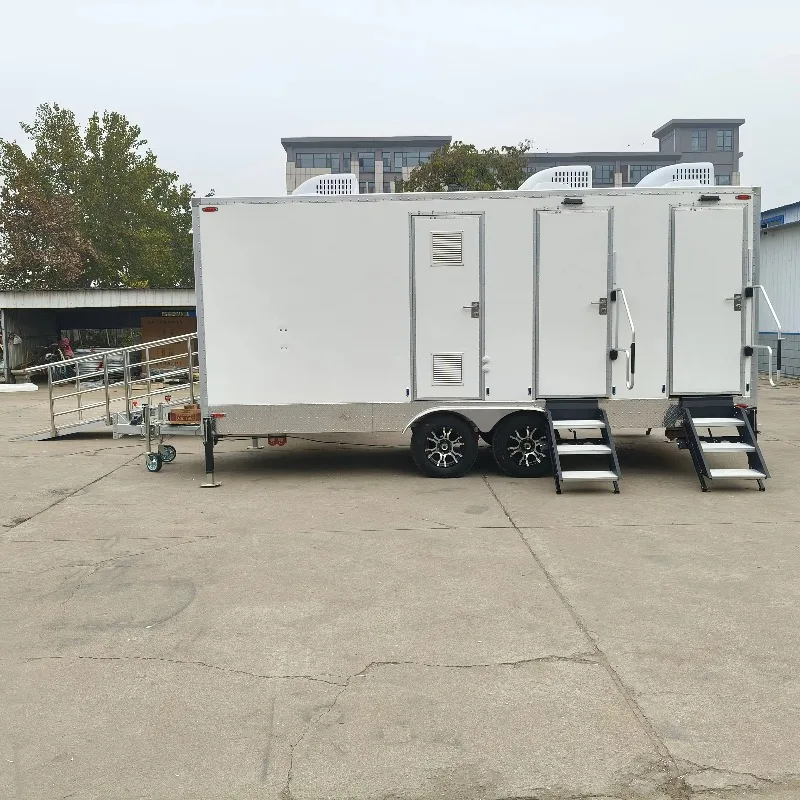 Customized High Quality Mobile Toilet Trailer Portable Restroom With Accessible Ramp For Municipal Projects