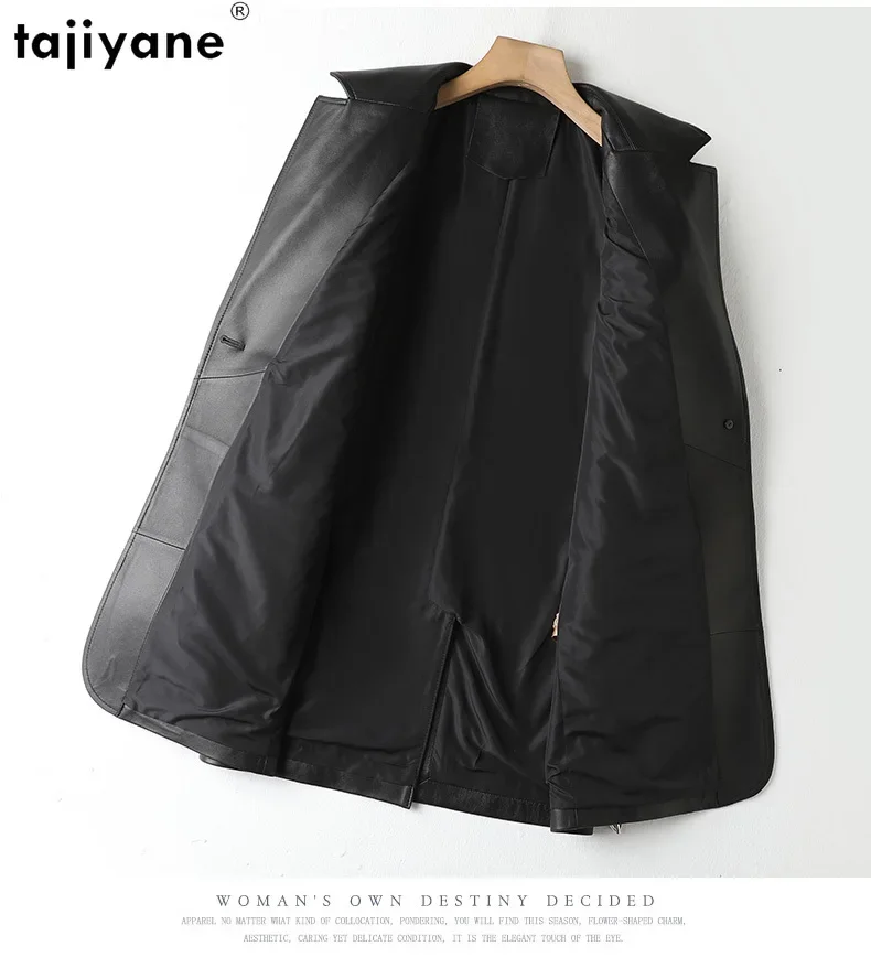 Tajeyane-Chaqueta de cuero auténtico para mujer, abrigo de piel de oveja auténtica, elegante, mediano, 100%, otoño e invierno, 2023