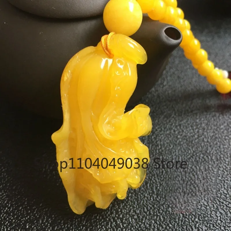 Cabbage Beeswax Pendant Women's Chanterelle Yellow Amber Necklace Women for Men for Gift Wholesale