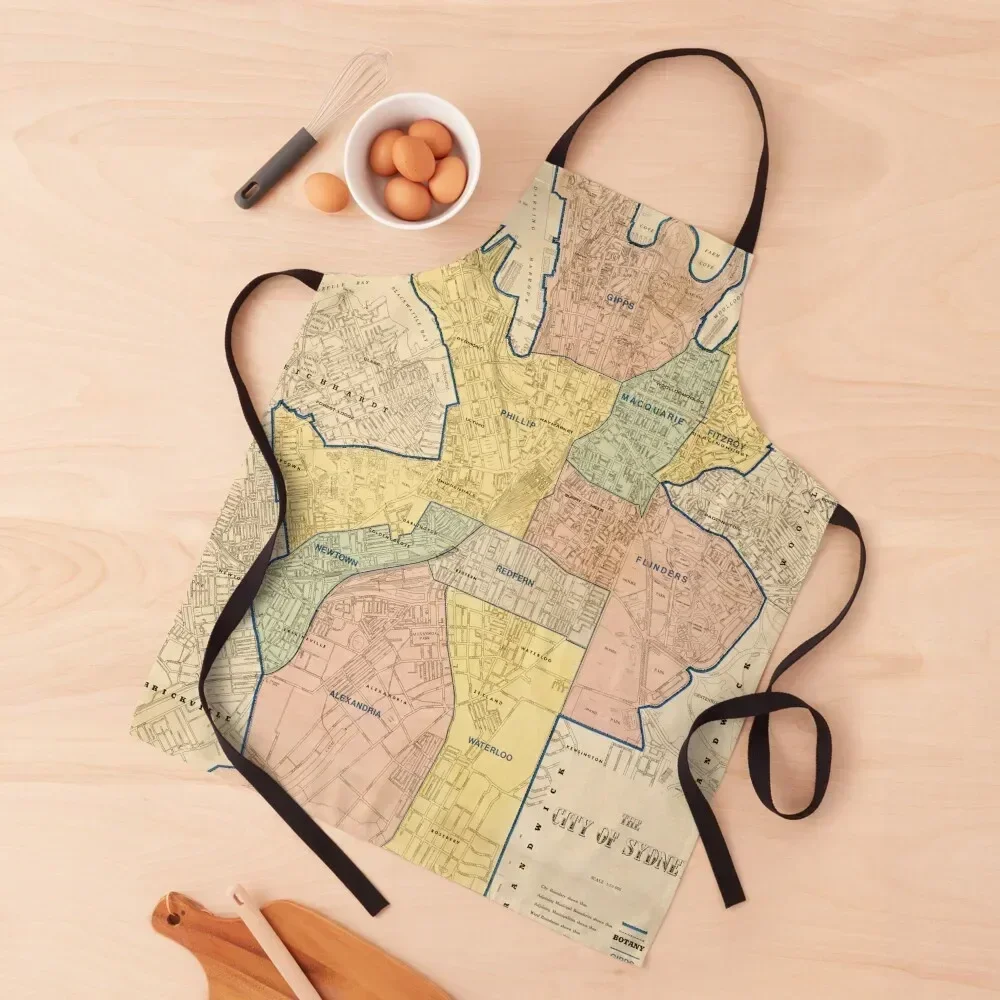 The City of Sydney Map Apron restaurant accessories kitchen girl Chef Uniform Women Women's Apron