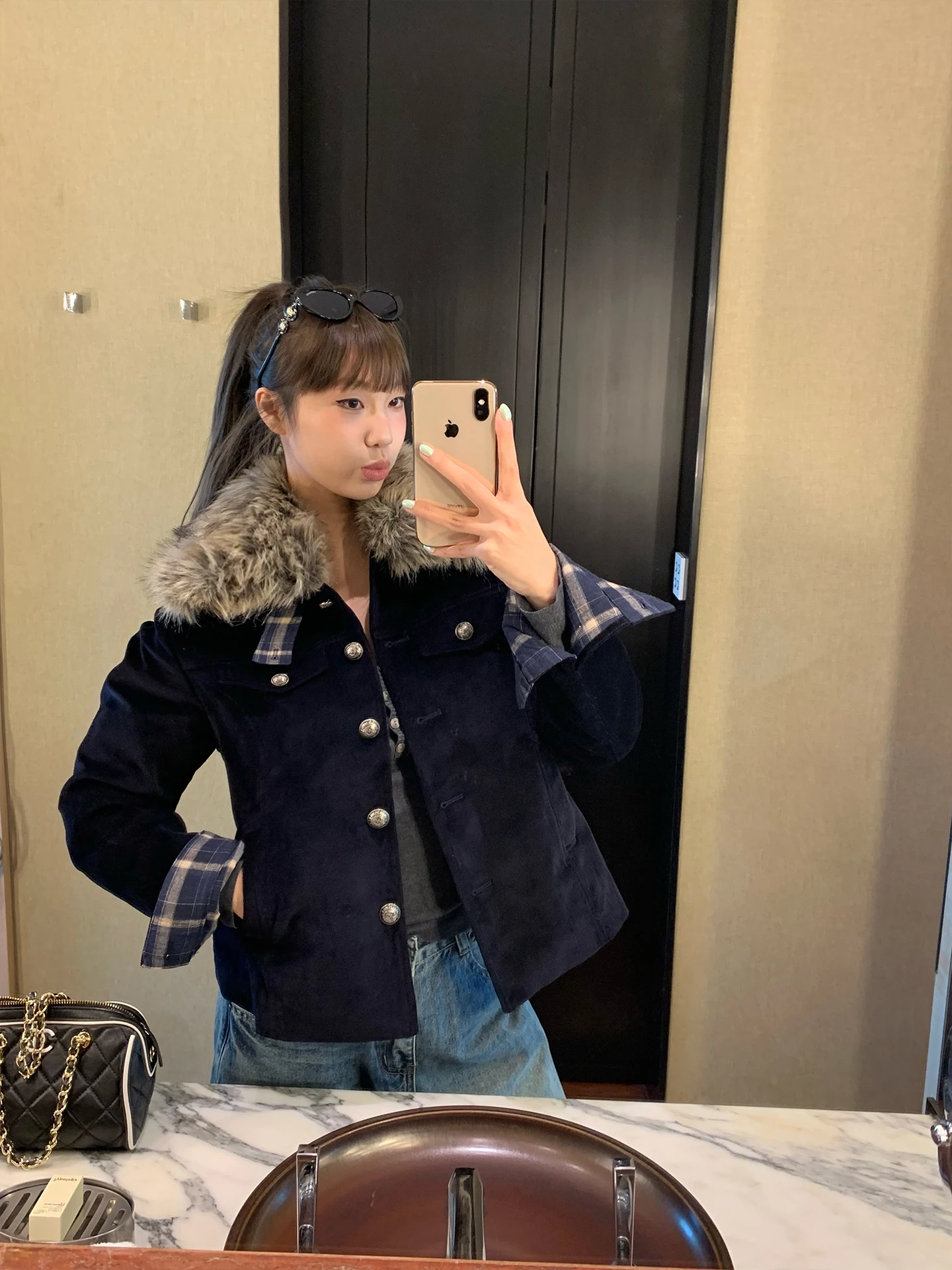 

IceFront Women's Plaid Patchwork Thiened ort Cotton Jaet Autumn Winter Warm Cardigan Sli Casual Sle Button Closure