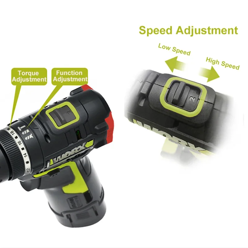 Worx WU131X Taladro de impacto inalámbrico sin escobillas Max 40Nm 27000bpm Herramienta desnuda o con una batería y 1 cargador Plataforma universal de 12v