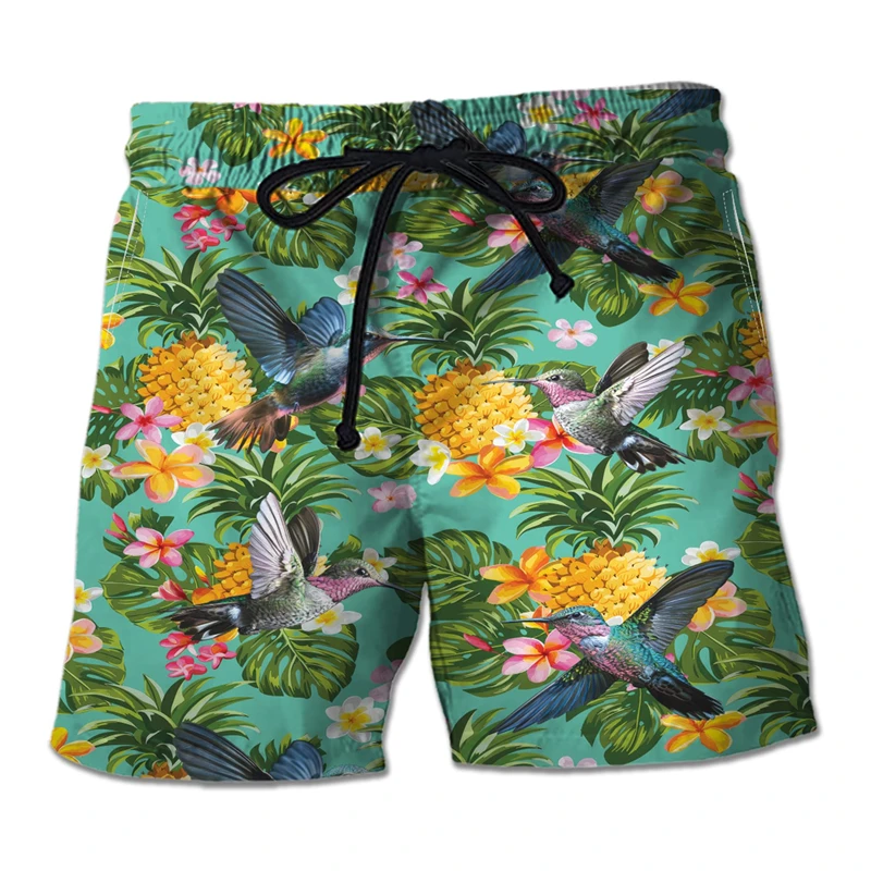 Hummingbird 3D Printed Short Pants For Men Clothes Casual Hawaiian Small Bird Beach Shorts Animal Birds Trunks Boy Boardshorts