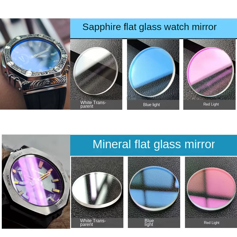 GA2100 Coated Sapphire Crystal Mod Kit GA2110 GA-B2100 Flat Sapphire Glass Anti Scratch Mirro Watch Lens with waterproof gasket