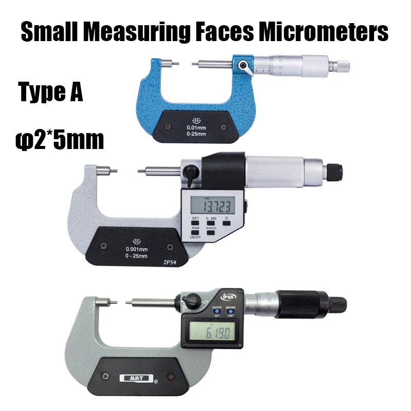 XIBEI Small faces Spline micrometers 0-25mm 25-50mm Type A φ2*5mm 1-2inch outside micrometer small anvil micrometer