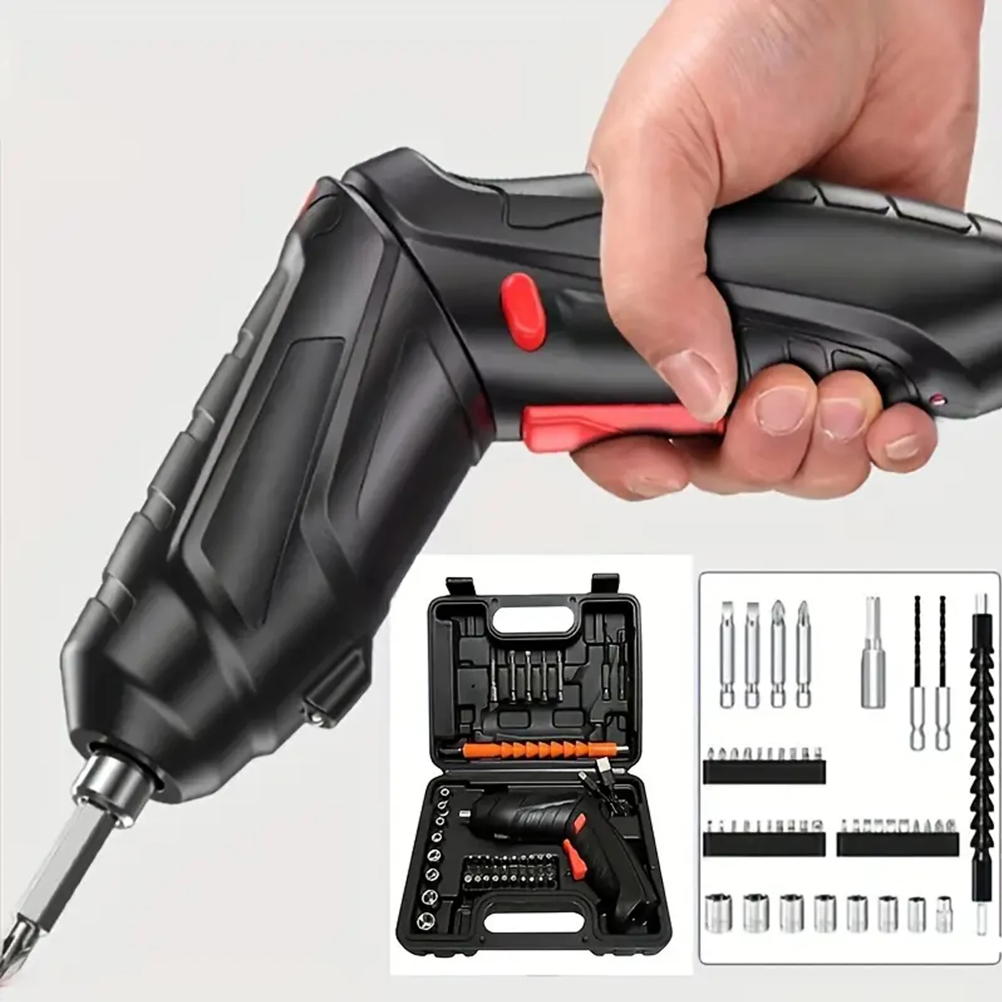 47-piece 3.6V electric tool set for home use, 2000mAh lithium battery, mini repair kit, rotatable screwdriver, USB rechargeable cordless drill