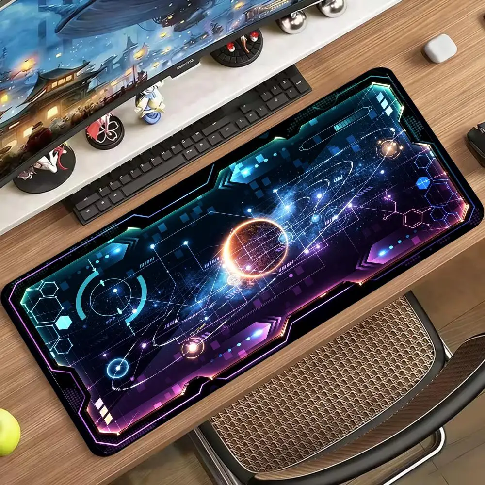 Cosmic Space Tech Galaxy Large Mouse Pad Non Slip Rubber Desk Mat For Gaming Keyboard Mouse Smooth Office Desktop Setup