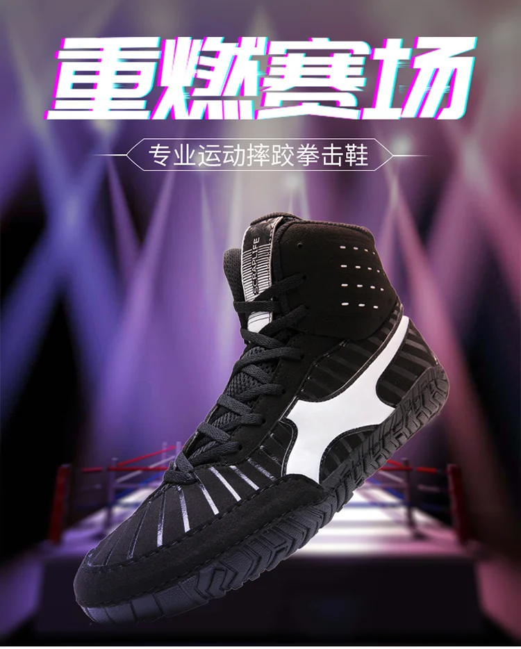 

New Men's Boxing High Top Boots Fitness Training Wrestling Shoes Breathable Fighting Sneakers Indoor Athletic Competition Boots