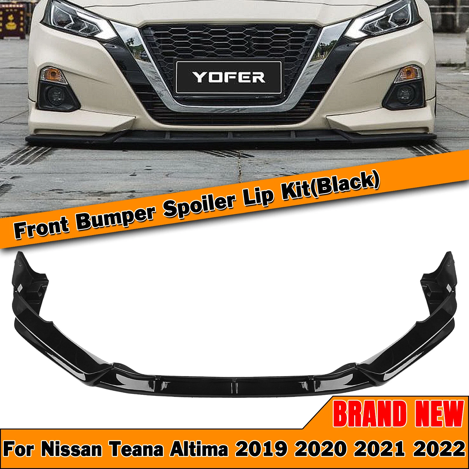 Car Front Bumper Spoiler Lip Lower Split Guard Blade For Nissan Teana Altima 2019 2020 2021 2022 YOFER