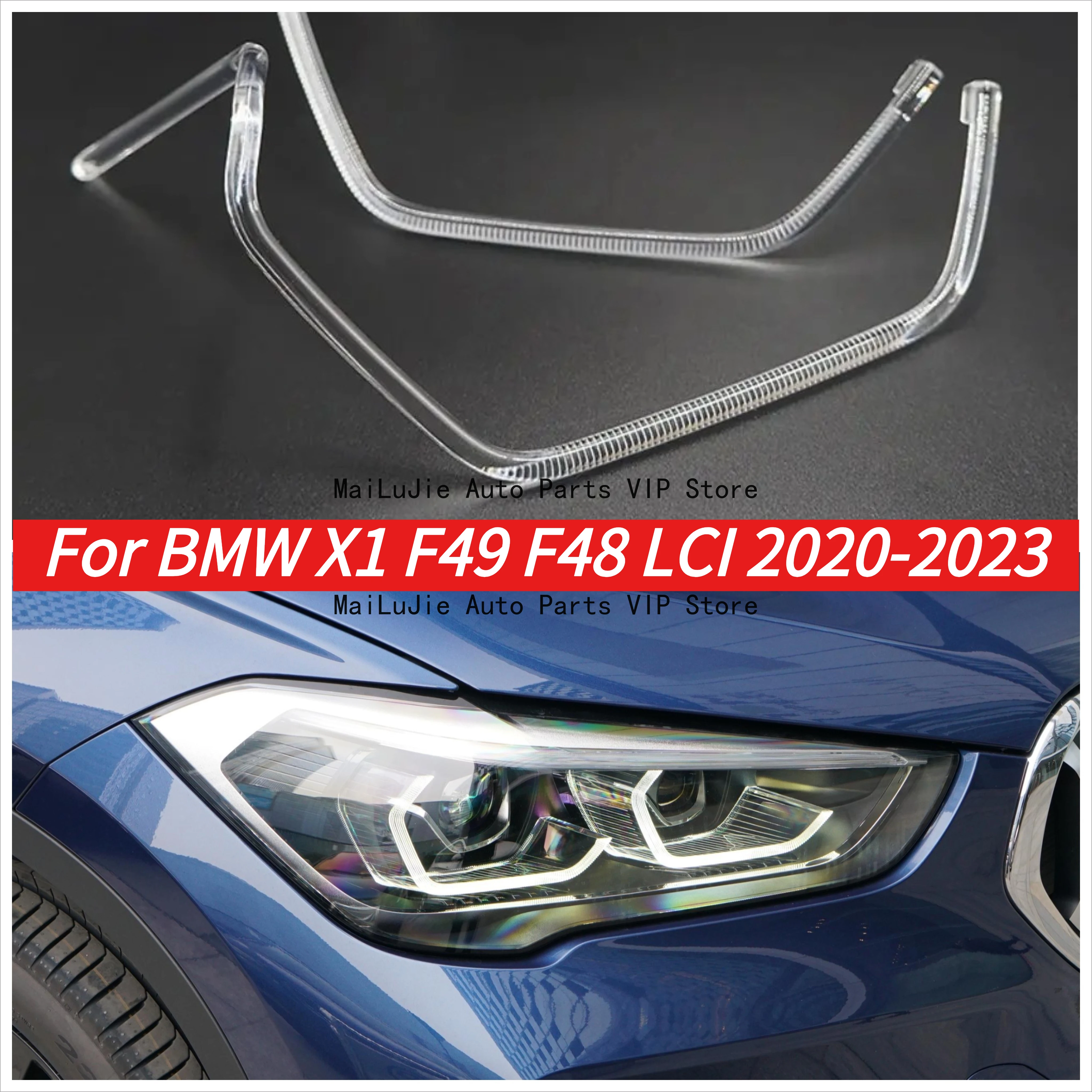 

Headlight Guide Strips For BMW X1 F49 F48 2020 2022 2023 Car LED Angel Eyes Acrylic Tubes DRL Daytime Running Light Accessories