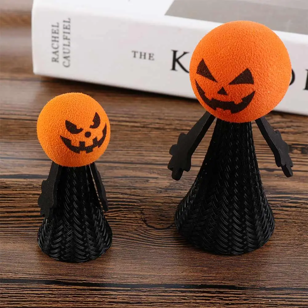 Cabeça de abóbora halloween pulando boneca eva bouncy halloween saltando elfo boneca de plástico preto primavera saltando pulando brinquedos de abóbora