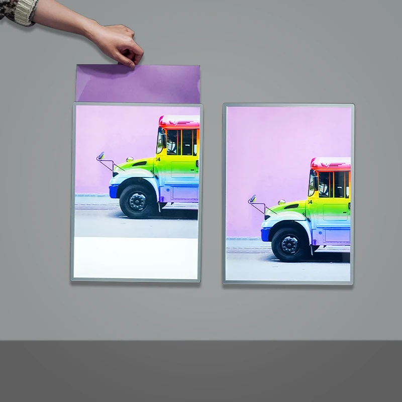Photo frame light box glass advertising led restaurant menu board large size wall mounted