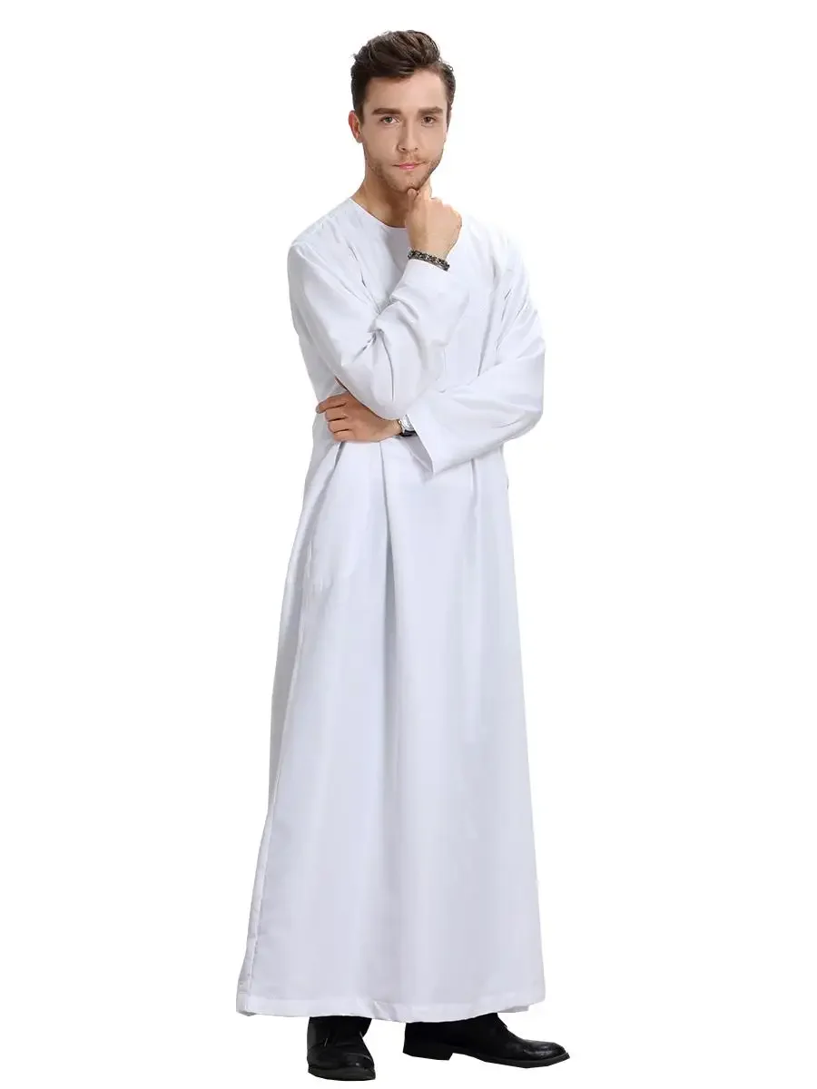 Muslimische Männer Casual Langarm Jubba Thobe Islamische Kleidung Ramadan Kaftan Robe Dubai Saudi Abaya Kaftan Jubah Kaftan Arabisches Kleid