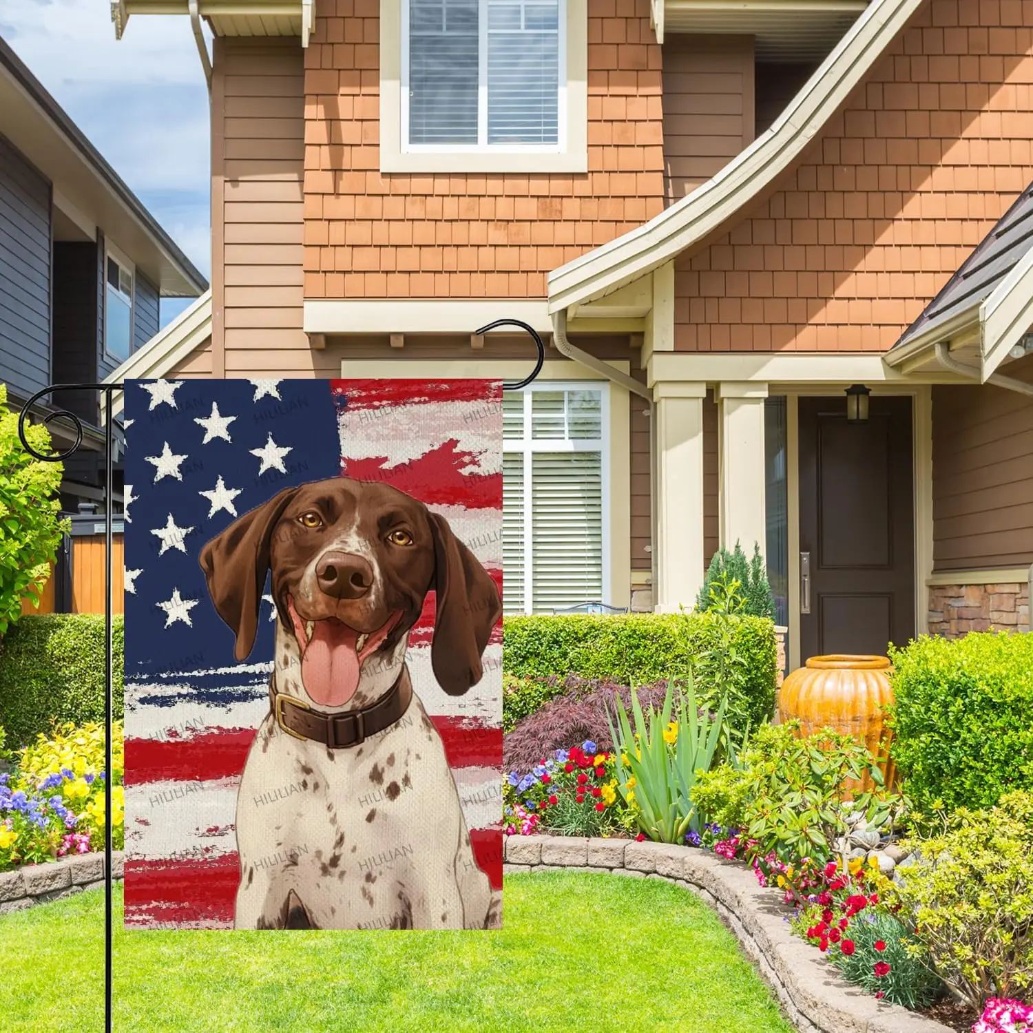 German-Shorthaired-Pointer American Flag Garden Flag 12x18 Inch Double Sided Mailbox Flag Dog Decorative Yard Flag Banner Ou jjp