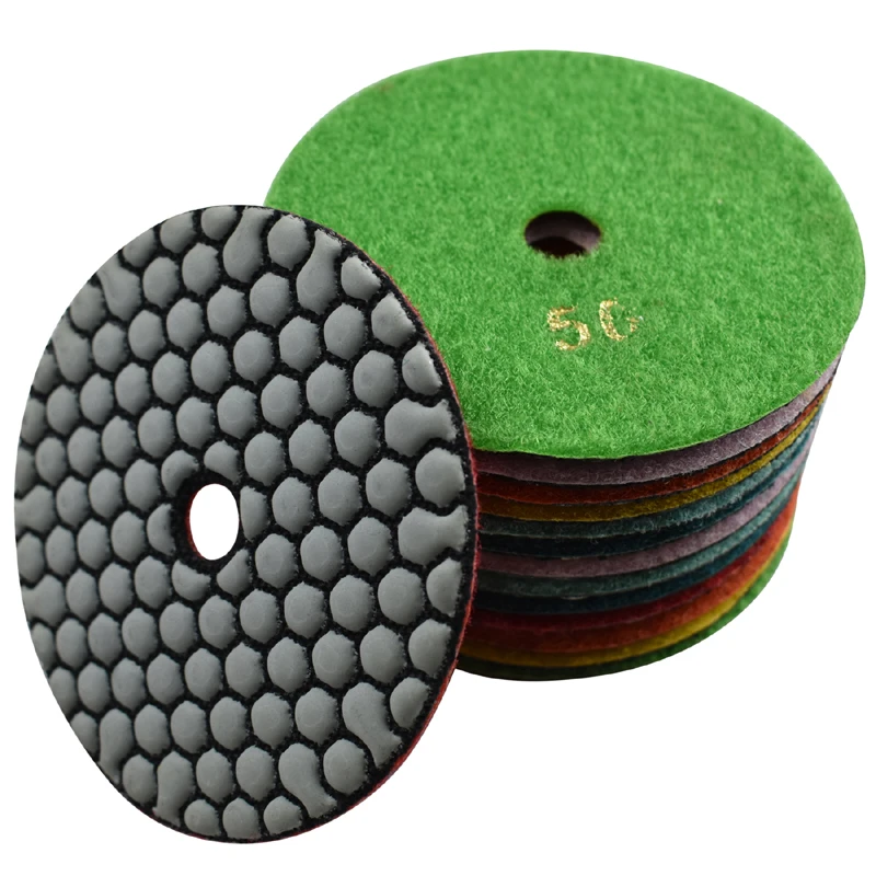 3/4/5Inch Dry Diamond Polishing Pads 80mm 100mm 125mm Buffer Disc for Sanding Granite Marble Concrete Stone Pack of 7