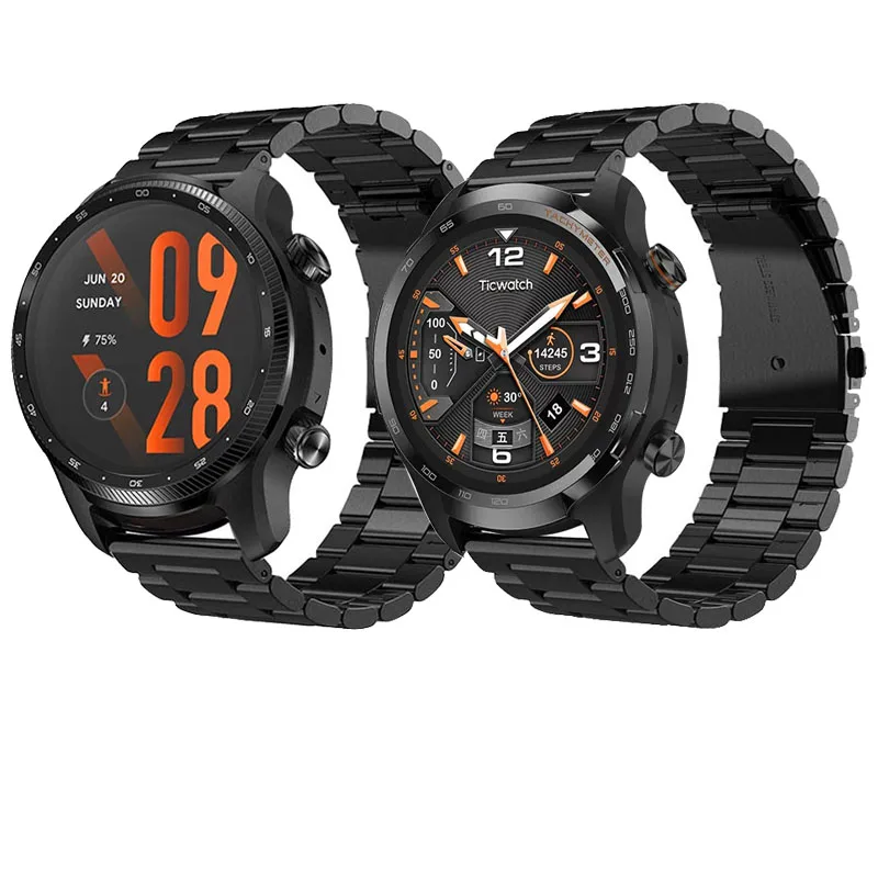Correa 22มม.สายนาฬิกาสแตนเลสสายรัดเหล็กสำหรับ Ticwatch E3/Pro 3 Ultra Gps/Pro X/2020 4G/LTE/GTX/E2/S2/GTH สร้อยข้อมือ