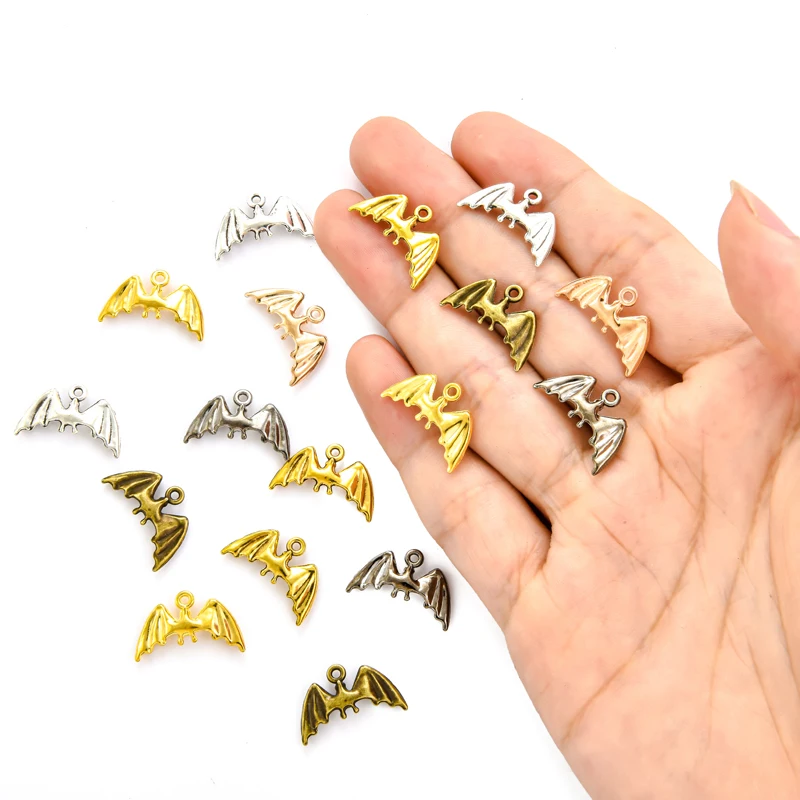 

20pcs Charms Halloween Fly Bat 19x12mm 6 Color Pendants DIY Necklace Bracelet Crafts Making Findings D561