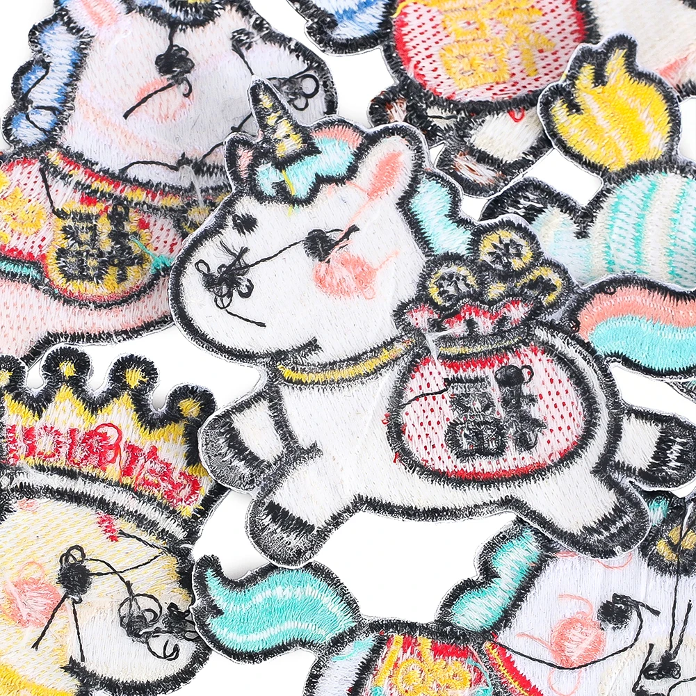 Cartoon-Einhorn-Pferd-Stickerei-Aufnäher-Set, 6 Stile, zum Aufbügeln, DIY-Aufnäher für Kleidung, Rucksack, Hut, Dekoration, Geschenk – Detail 4