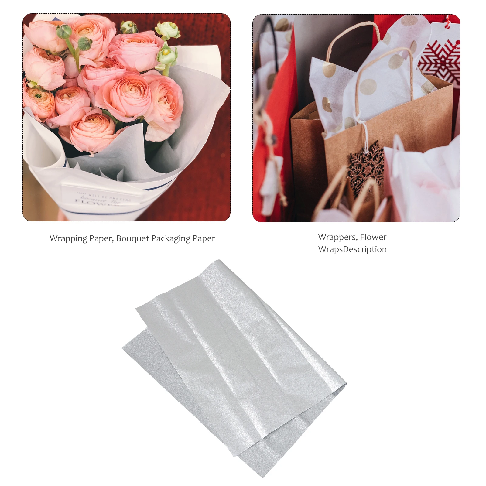 

2Pcs Glittering Gold Silver Decorative Wrapping Paper Elegant Gift Wrap for Birthday Holiday Christmas Wedding Shower