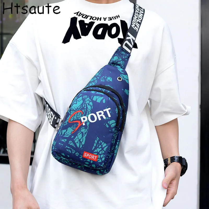 Outdoor Pack Men Shoulder Bag Anti Theft Sports Chest Bag Short Trip Messengers Pack Earphones Hole Crossbody Bags For Men