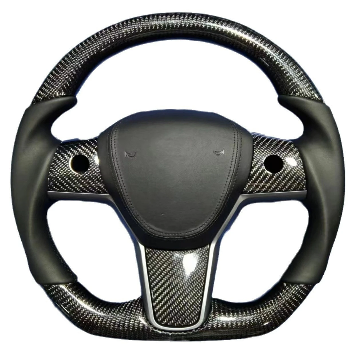 Applicable to Model 3/Y modified carbon fiber steering wheel upgraded flip fur edamame D type steering wheel with