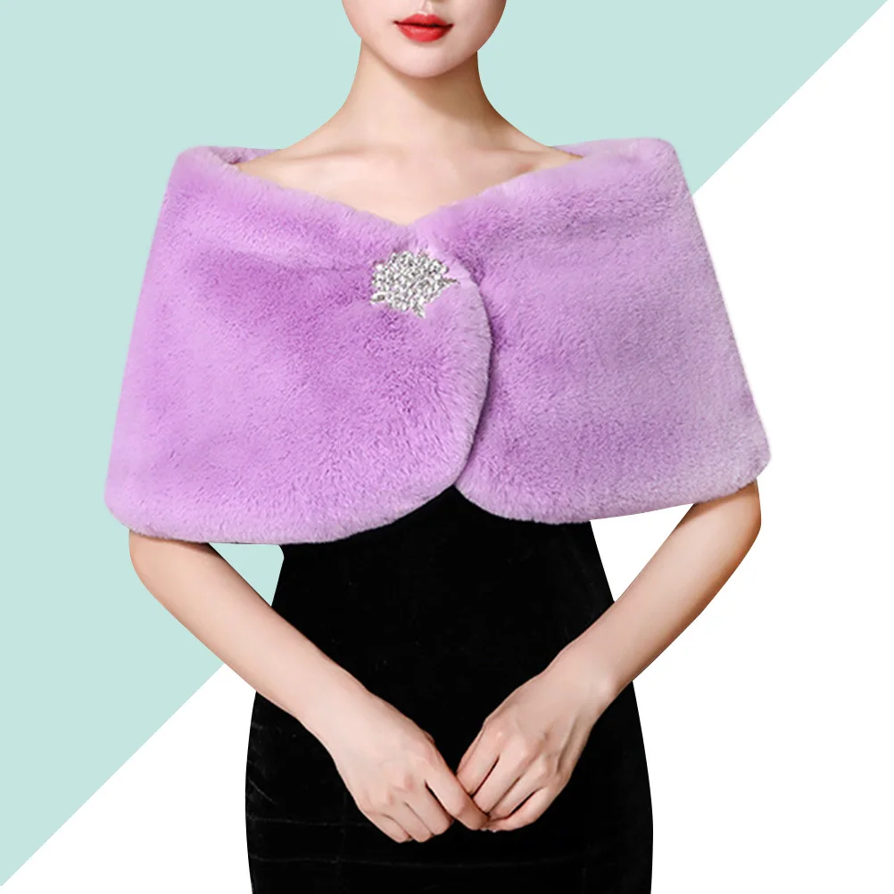 

1pc Wedding Winter Bridal Accessory Purple Warm Women For Bride Girl Wedding Shawl For Bride Shawl 100-135Cm