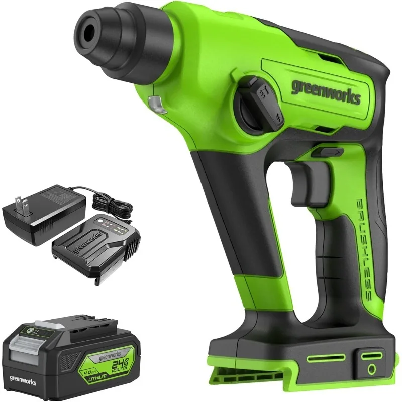 

Бесщеточный перфоратор Greenworks SDS 1.2J 24 В с USB-аккумулятором емкостью 4 Ач и зарядным устройством-адаптером 2 А (1 час)