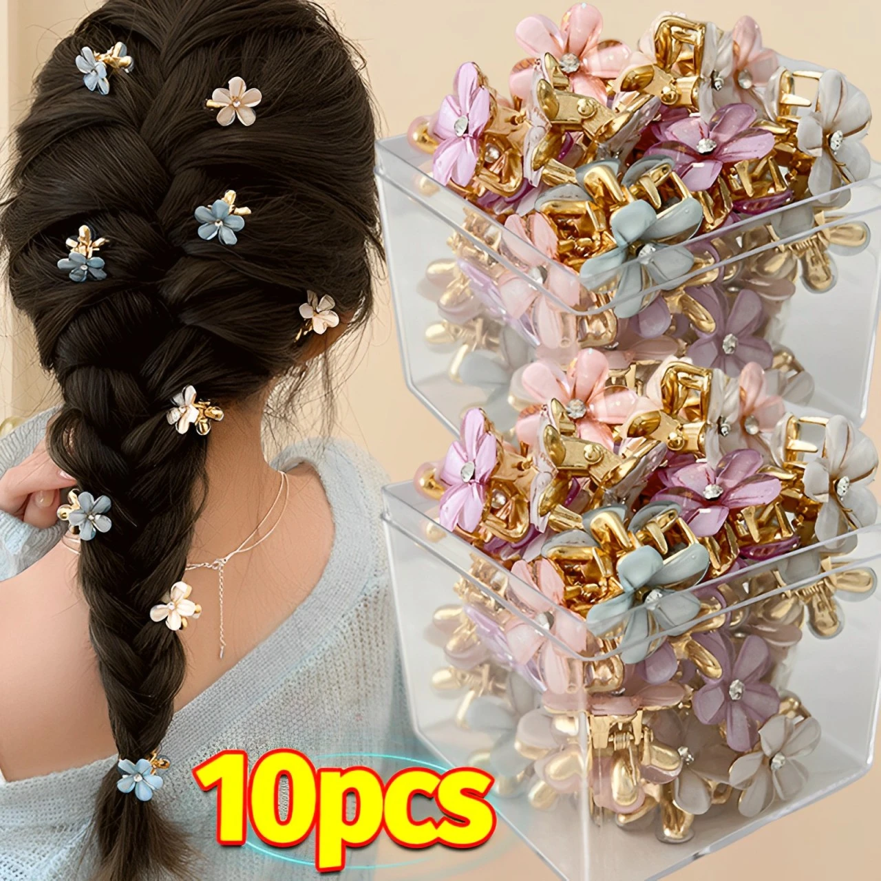 1/10pcs Cute Mini Flower Hairclip Claws Women Girls Colorful Opal Hairpins Sweet Small Headdress Barrettes Accessories